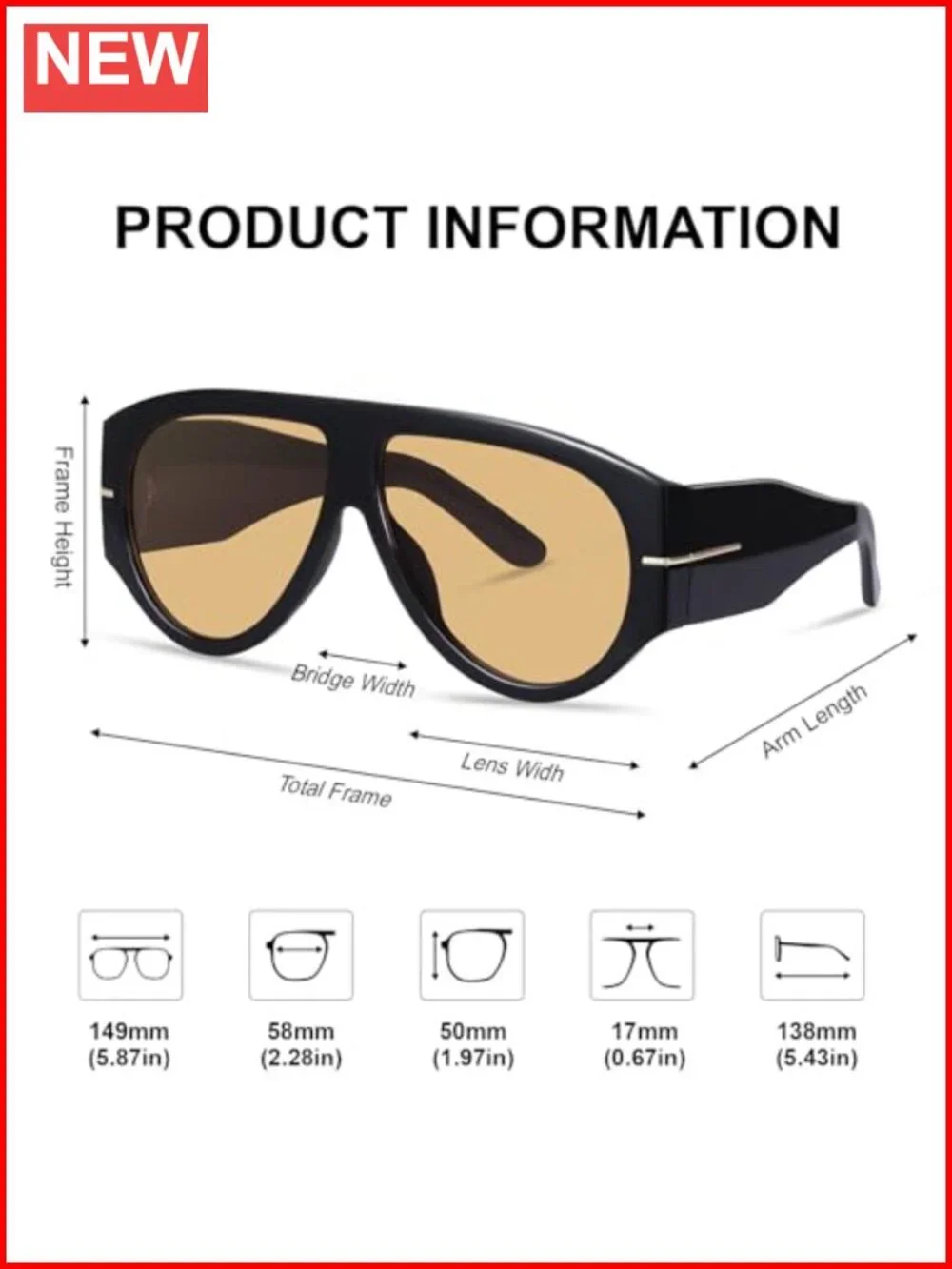 Oversized Retro Aviator Sunglasses with UV400 Protection Plastic Frame